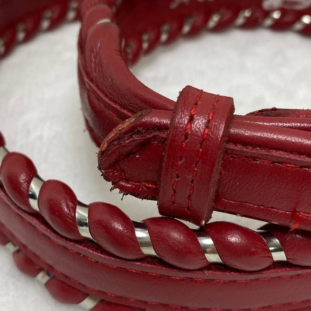 Justin Top‎ Grain Red Leather Braided Western Belt Cowgirl Rodeo